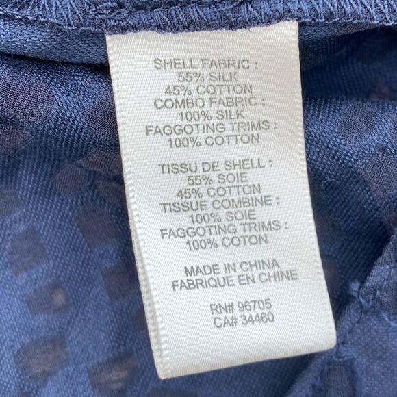 Rebecca Taylor Navy Blue Silk Blend Textured Blouse. Size 4. EUC! - Picture 4 of 4